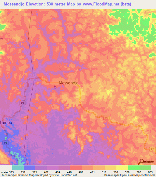 Mossendjo,Congo (Brazzaville) Elevation Map