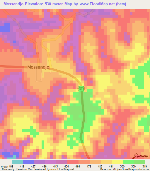 Mossendjo,Congo (Brazzaville) Elevation Map