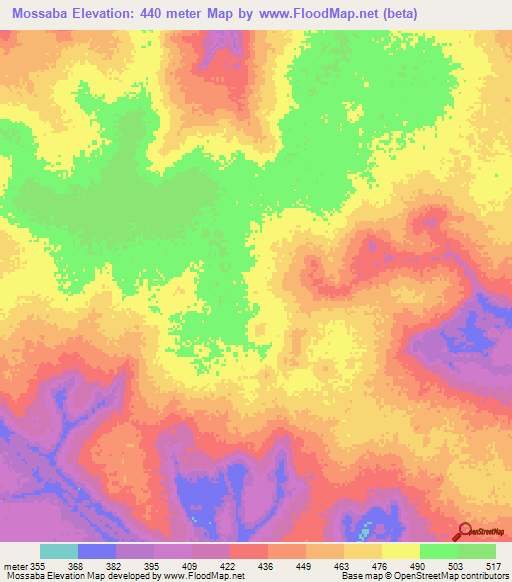 Mossaba,Congo (Brazzaville) Elevation Map