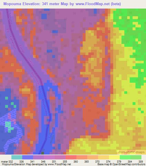 Mopouma,Congo (Brazzaville) Elevation Map