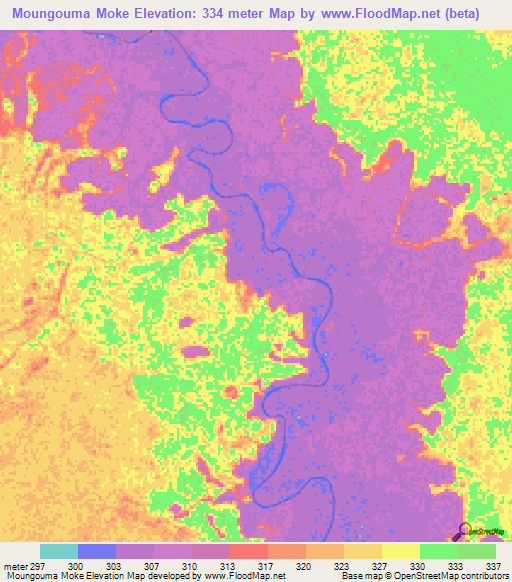 Moungouma Moke,Congo (Brazzaville) Elevation Map