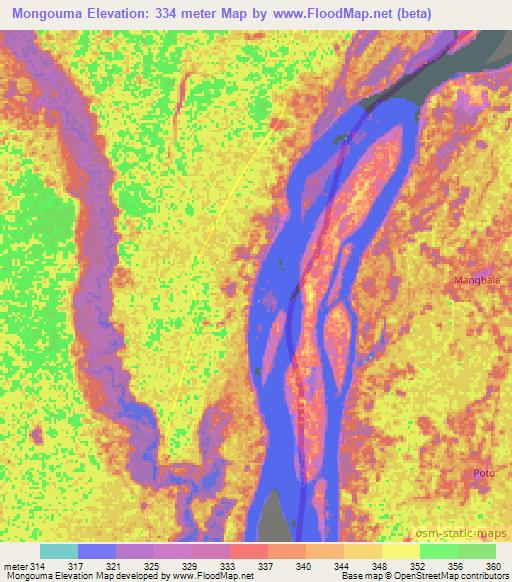 Mongouma,Congo (Brazzaville) Elevation Map
