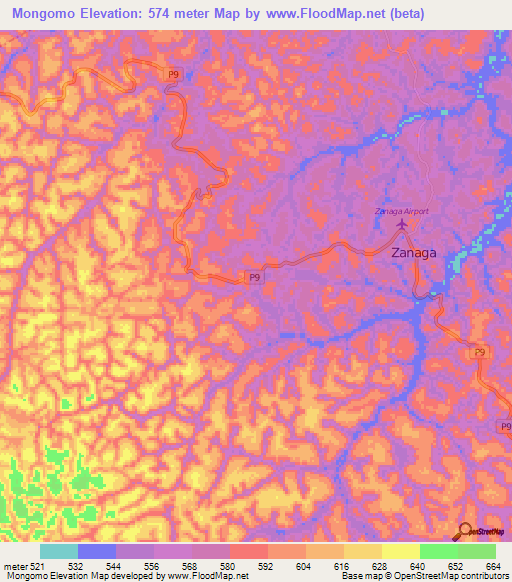 Mongomo,Congo (Brazzaville) Elevation Map