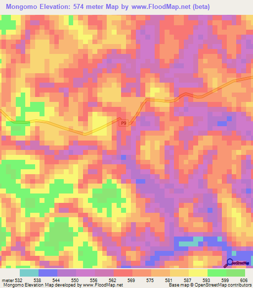 Mongomo,Congo (Brazzaville) Elevation Map