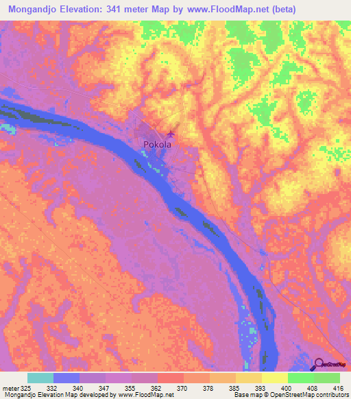 Mongandjo,Congo (Brazzaville) Elevation Map