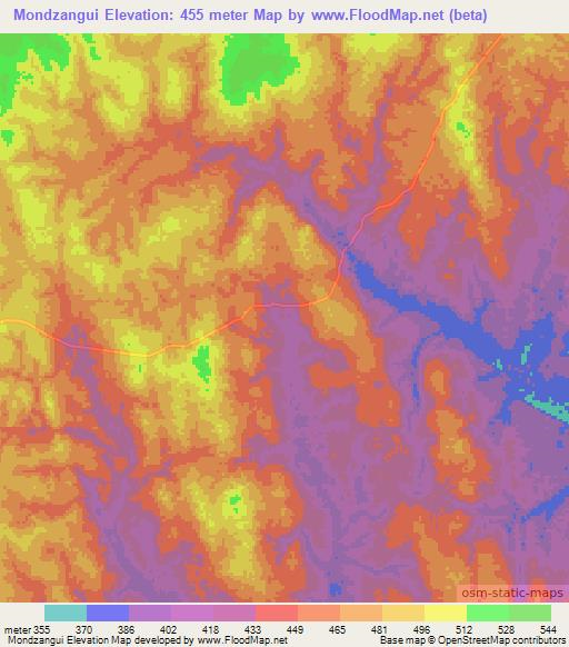 Mondzangui,Congo (Brazzaville) Elevation Map