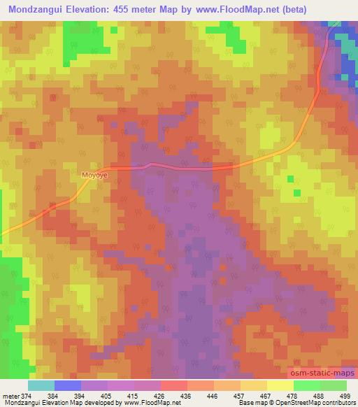 Mondzangui,Congo (Brazzaville) Elevation Map