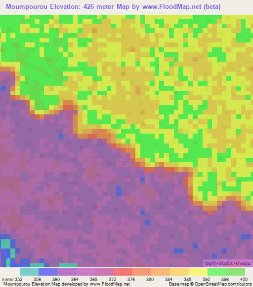 Moumpourou,Congo (Brazzaville) Elevation Map
