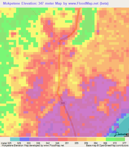 Mokpetene,Congo (Brazzaville) Elevation Map