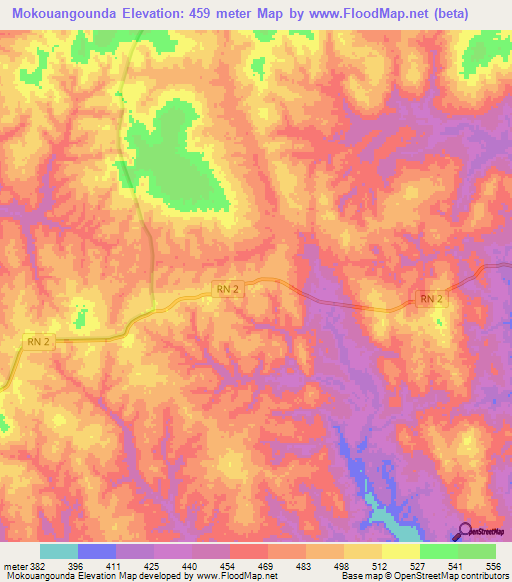 Mokouangounda,Congo (Brazzaville) Elevation Map