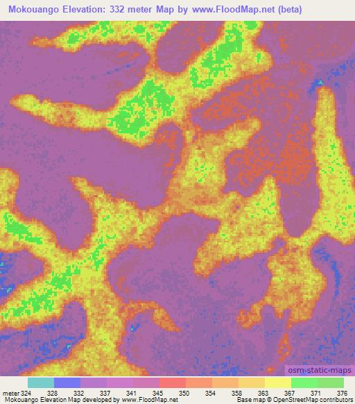Mokouango,Congo (Brazzaville) Elevation Map