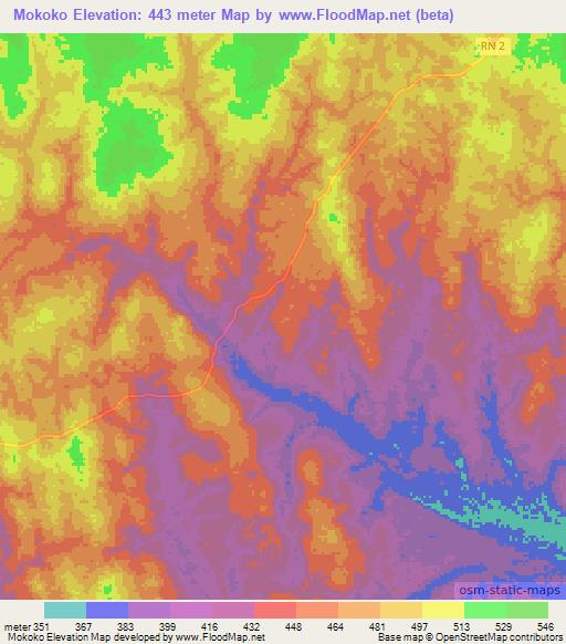 Mokoko,Congo (Brazzaville) Elevation Map