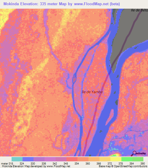 Mokinda,Congo (Brazzaville) Elevation Map