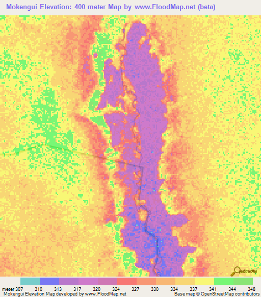 Mokengui,Congo (Brazzaville) Elevation Map