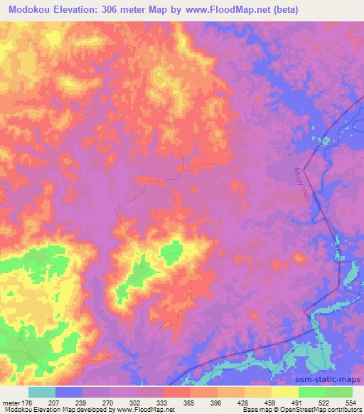 Modokou,Congo (Brazzaville) Elevation Map