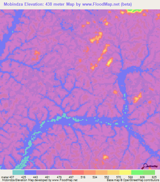 Mobindza,Congo (Brazzaville) Elevation Map