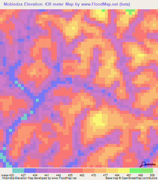 Mobindza,Congo (Brazzaville) Elevation Map