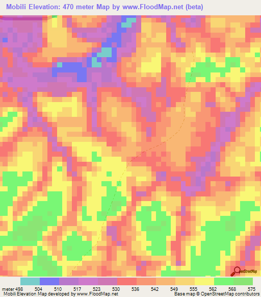 Mobili,Congo (Brazzaville) Elevation Map
