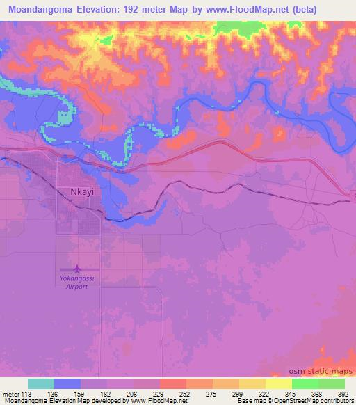 Moandangoma,Congo (Brazzaville) Elevation Map