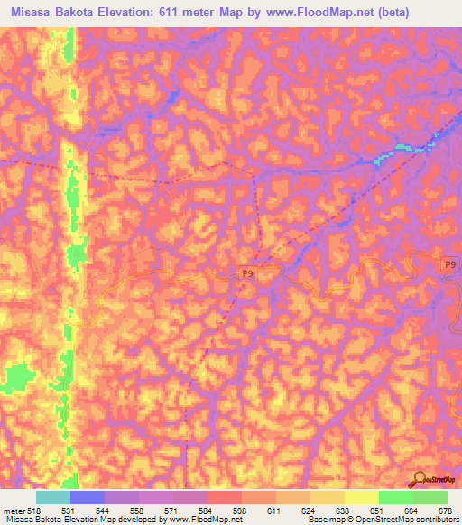 Misasa Bakota,Congo (Brazzaville) Elevation Map