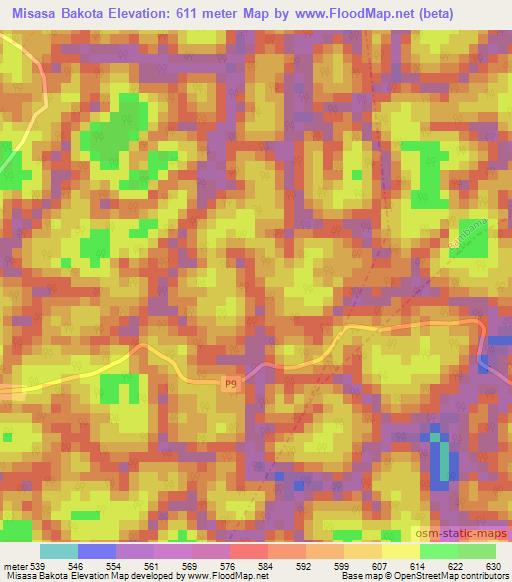 Misasa Bakota,Congo (Brazzaville) Elevation Map