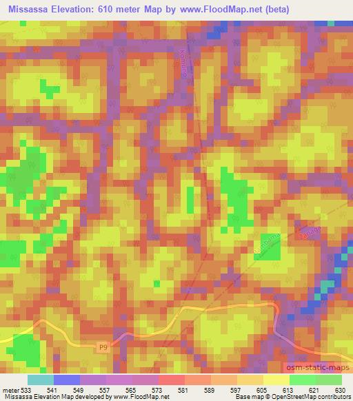 Missassa,Congo (Brazzaville) Elevation Map
