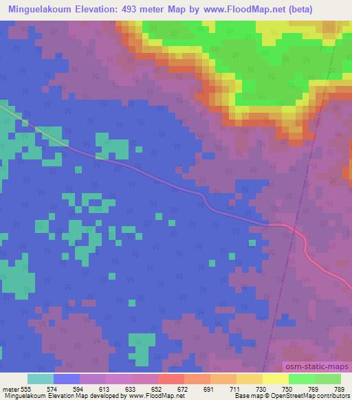 Minguelakoum,Congo (Brazzaville) Elevation Map