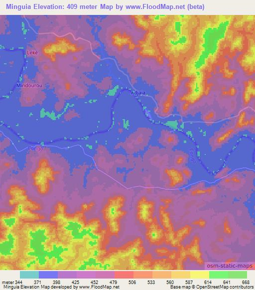 Minguia,Congo (Brazzaville) Elevation Map