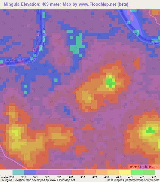 Minguia,Congo (Brazzaville) Elevation Map