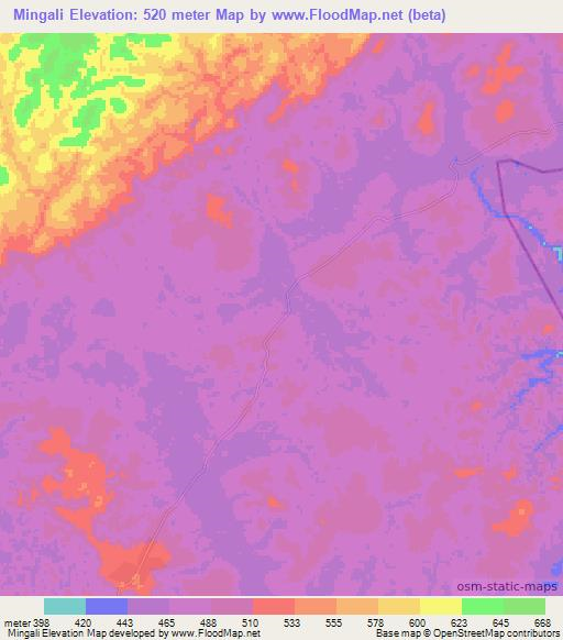 Mingali,Congo (Brazzaville) Elevation Map
