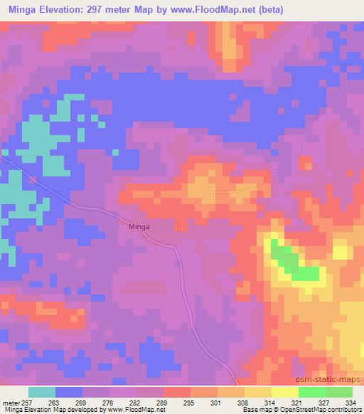 Minga,Congo (Brazzaville) Elevation Map