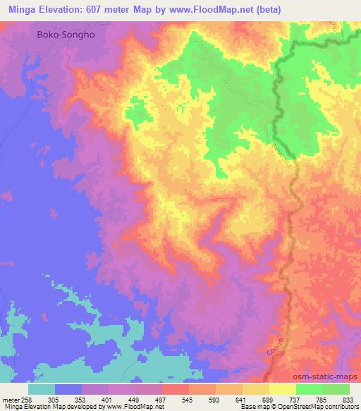 Minga,Congo (Brazzaville) Elevation Map