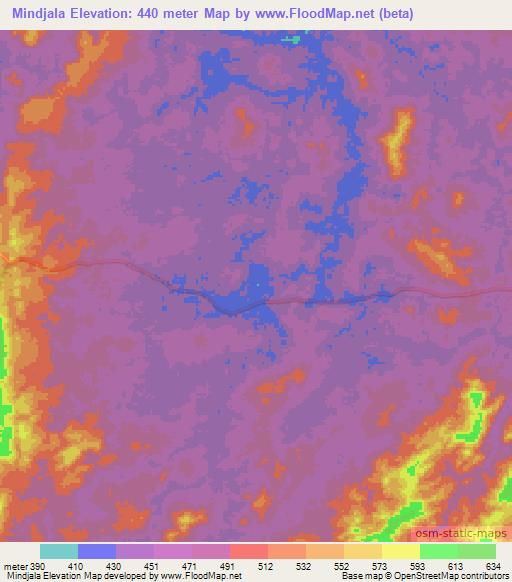 Mindjala,Congo (Brazzaville) Elevation Map