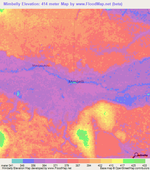 Mimbelly,Congo (Brazzaville) Elevation Map