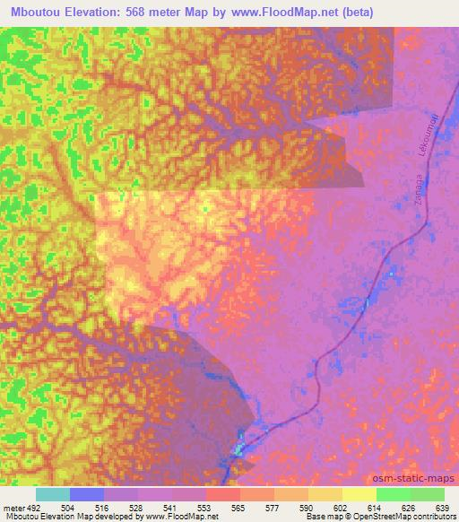 Mboutou,Congo (Brazzaville) Elevation Map