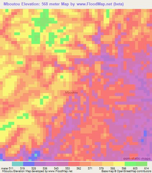 Mboutou,Congo (Brazzaville) Elevation Map