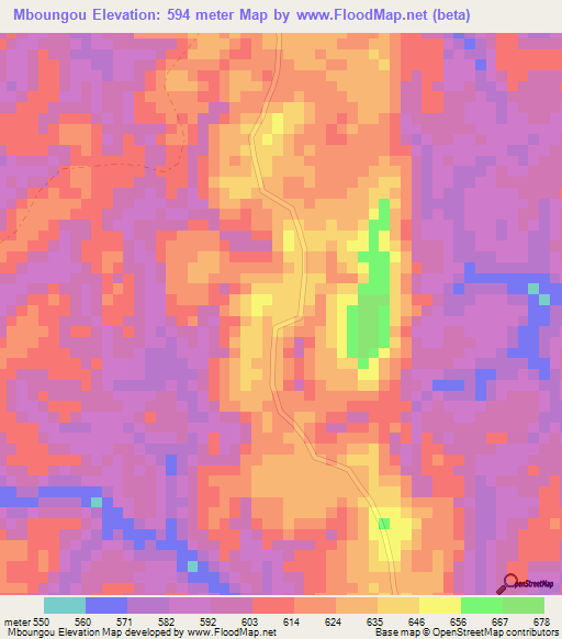Mboungou,Congo (Brazzaville) Elevation Map