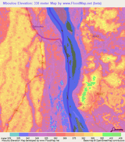 Mboulou,Congo (Brazzaville) Elevation Map