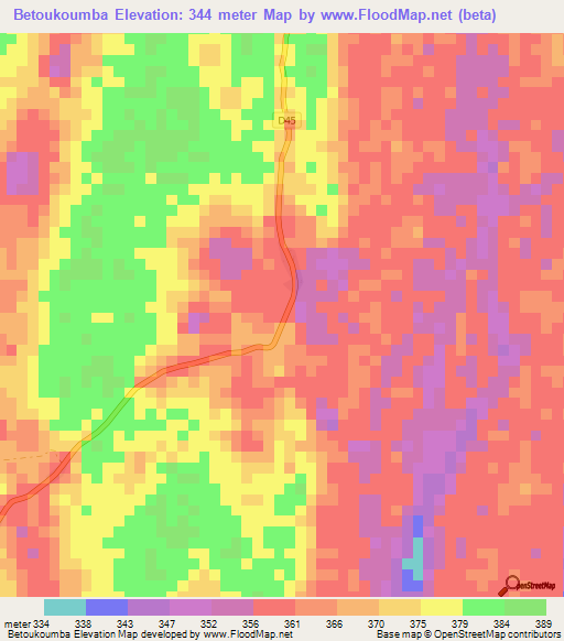 Betoukoumba,Congo (Brazzaville) Elevation Map