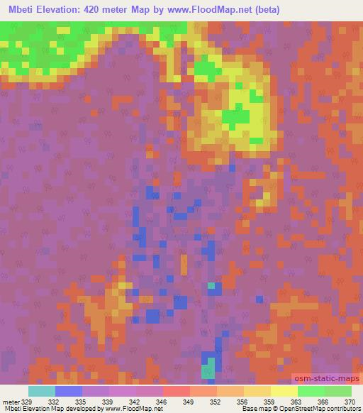 Mbeti,Congo (Brazzaville) Elevation Map