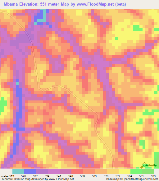 Mbama,Congo (Brazzaville) Elevation Map