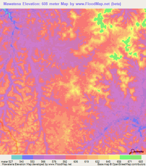 Mawatena,Congo (Brazzaville) Elevation Map