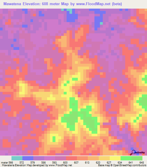 Mawatena,Congo (Brazzaville) Elevation Map