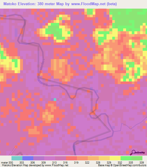 Matoko,Congo (Brazzaville) Elevation Map