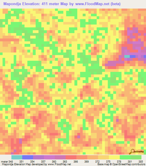 Mapondja,Congo (Brazzaville) Elevation Map