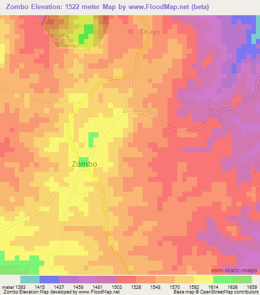 Zombo,Uganda Elevation Map