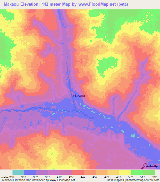 Makaou,Congo (Brazzaville) Elevation Map