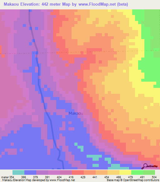 Makaou,Congo (Brazzaville) Elevation Map