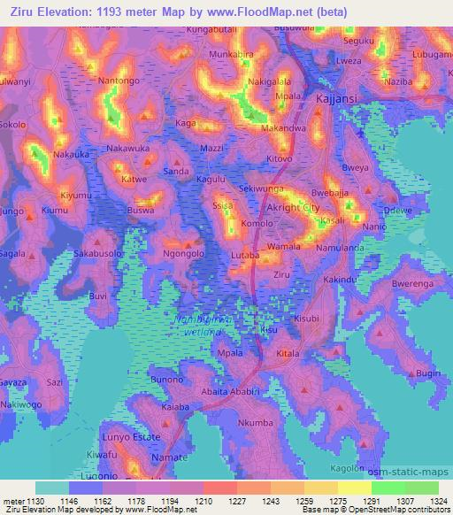 Ziru,Uganda Elevation Map
