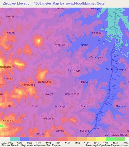 Zirobwe,Uganda Elevation Map